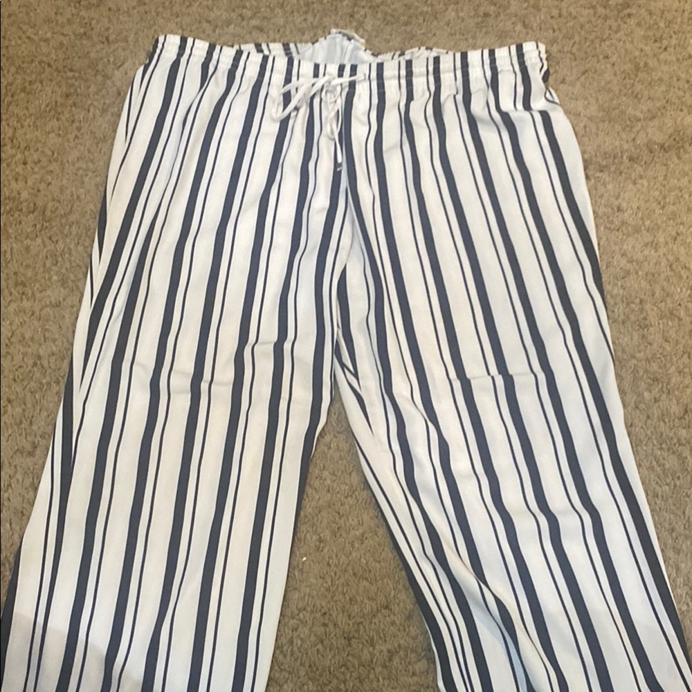 Calvin Klein Black and White Striped Trousers